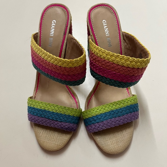 Gianni Bini multi colored round high heeled sandals size 8.5 - Picture 2 of 5